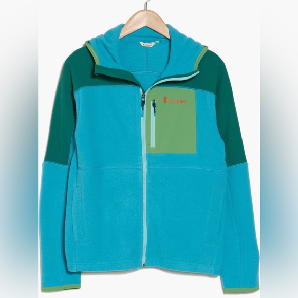 NEW Women’s Cotopaxi Abrazo Fleece Hooded Full-Zip Jacket in Greenery & Poolside - Picture 4 of 9